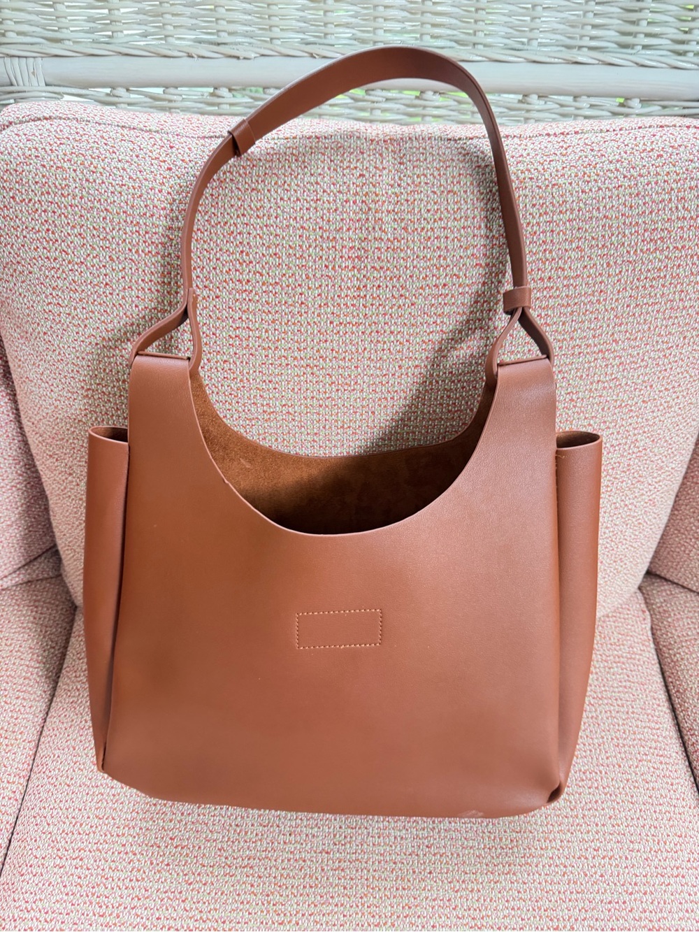 Neiman Marcus Faux Leather Brown Tote